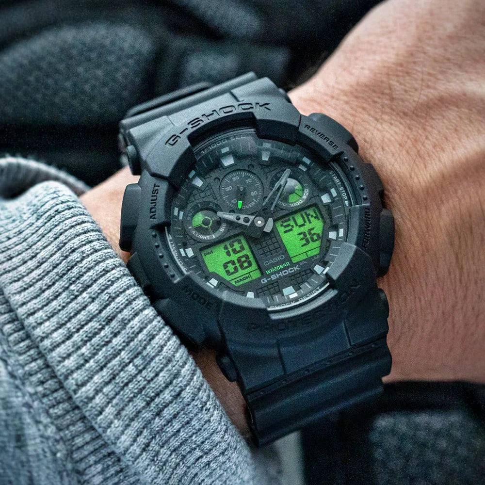 Casio G-shock watch GA-100BEG-1AER black electro green