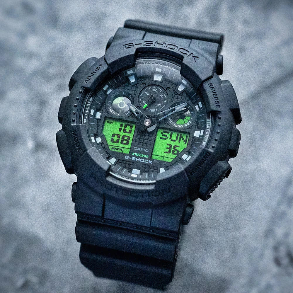 Casio G-shock watch GA-100BEG-1AER black electro green