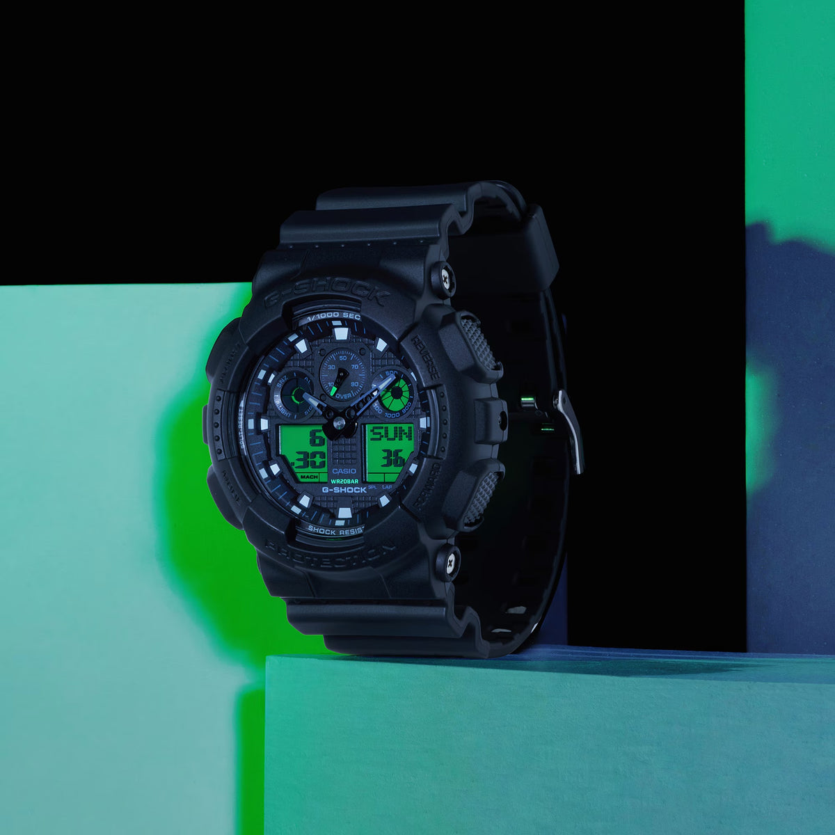 Casio G-shock watch GA-100BEG-1AER black electro green