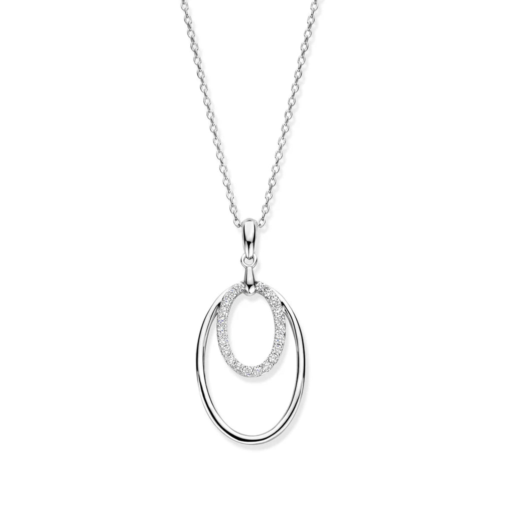 Naiomy silver necklace ladies oval pendant zirconia N5B60
