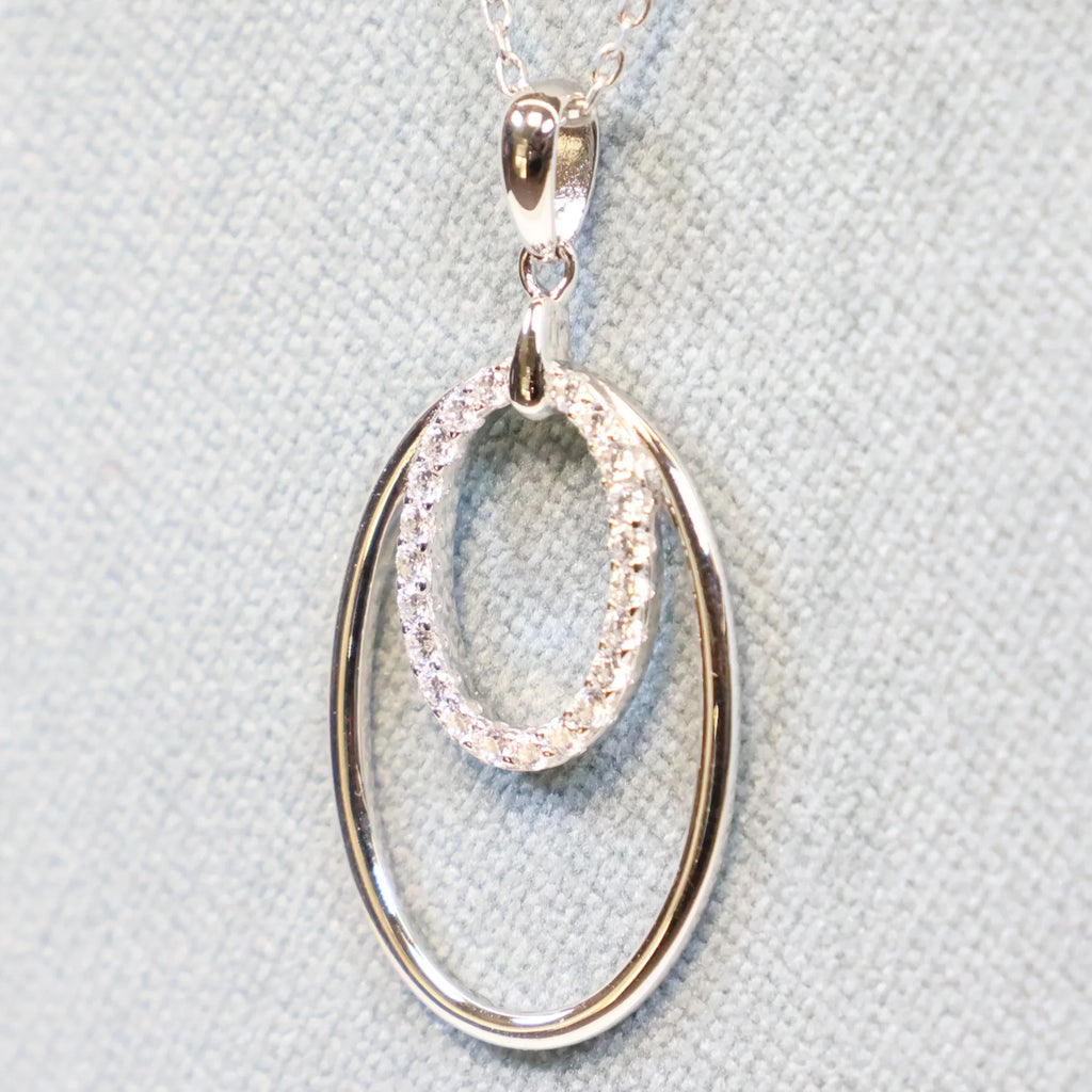 Naiomy silver necklace ladies oval pendant zirconia N5B60
