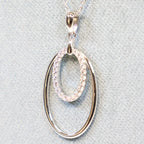 Naiomy silver necklace ladies oval pendant zirconia N5B60