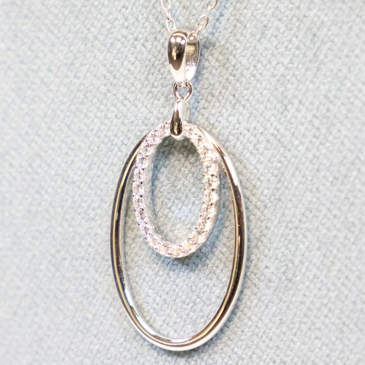 Naiomy silver necklace ladies oval pendant zirconia N5B60