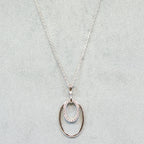 Naiomy silver necklace ladies oval pendant zirconia N5B60
