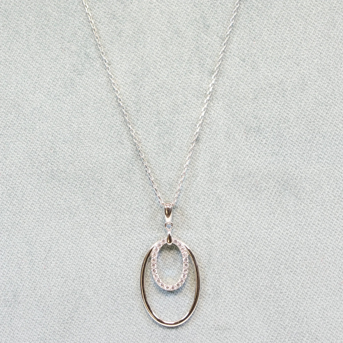 Naiomy silver necklace ladies oval pendant zirconia N5B60