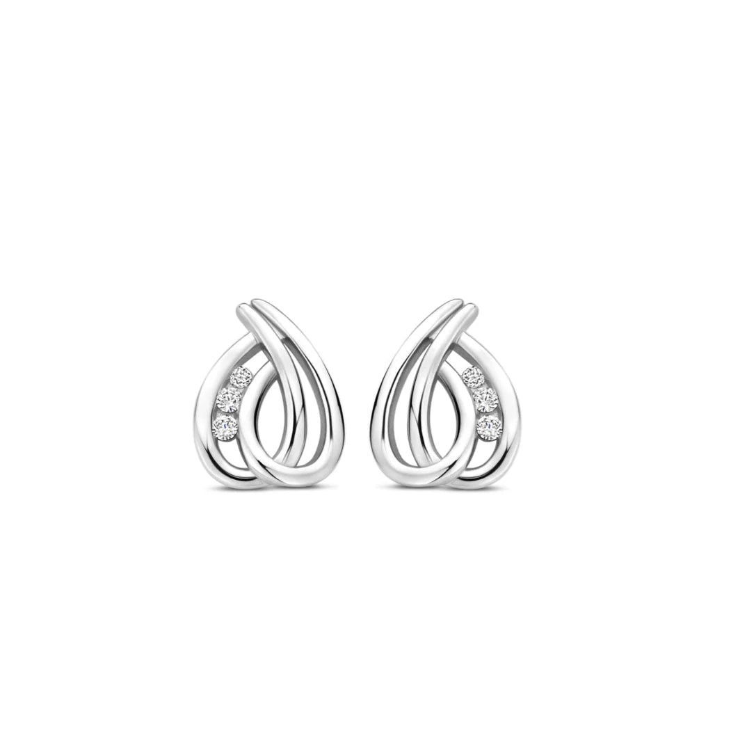 Naiomy silver earrings double drop zirconia N5O56
