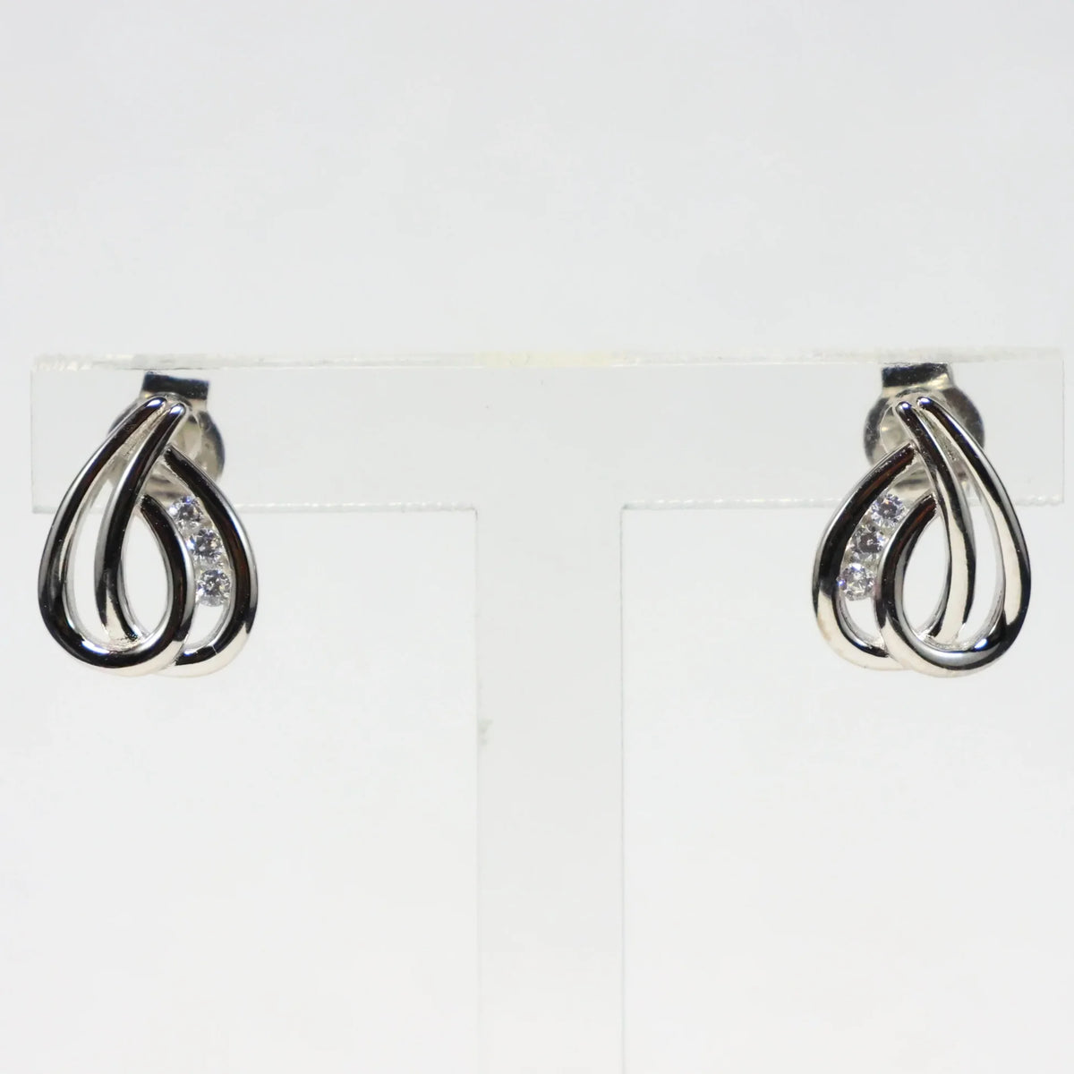 Naiomy silver earrings double drop zirconia N5O56