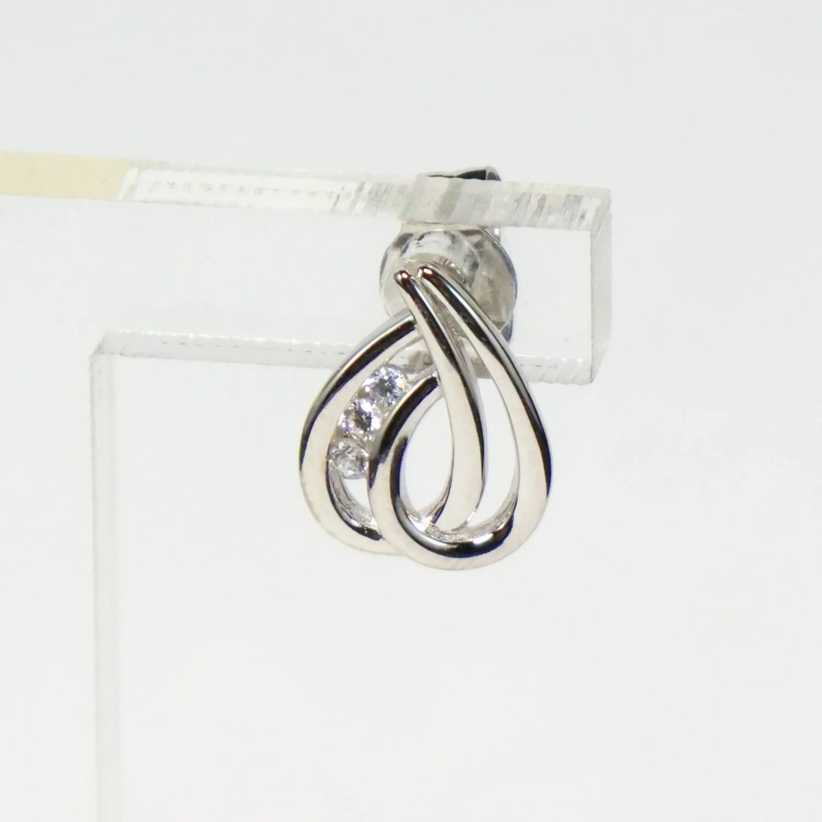 Naiomy silver earrings double drop zirconia N5O56