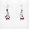 Silver pink butterfly children's dangling earrings 769915