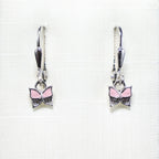Silver pink butterfly children's dangling earrings 769915