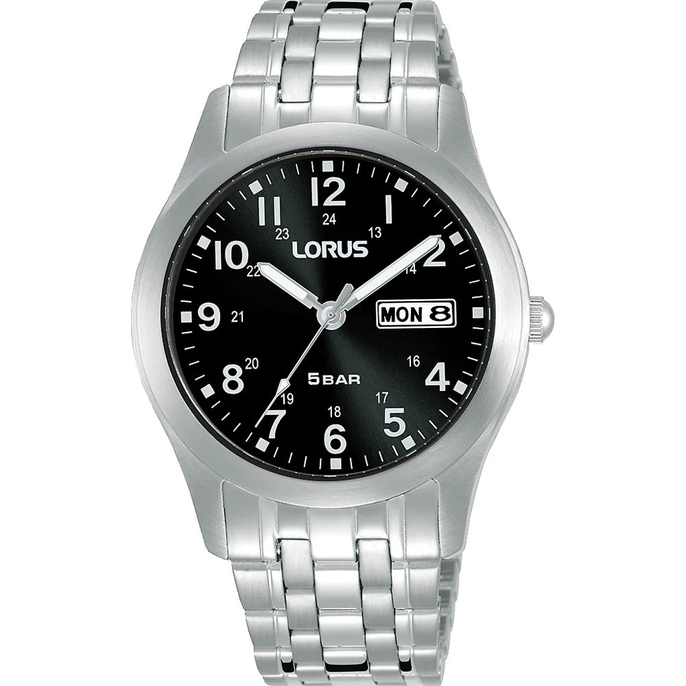 Lorus men's watch RXN73DX-9 black dial arabic numerals 38mm