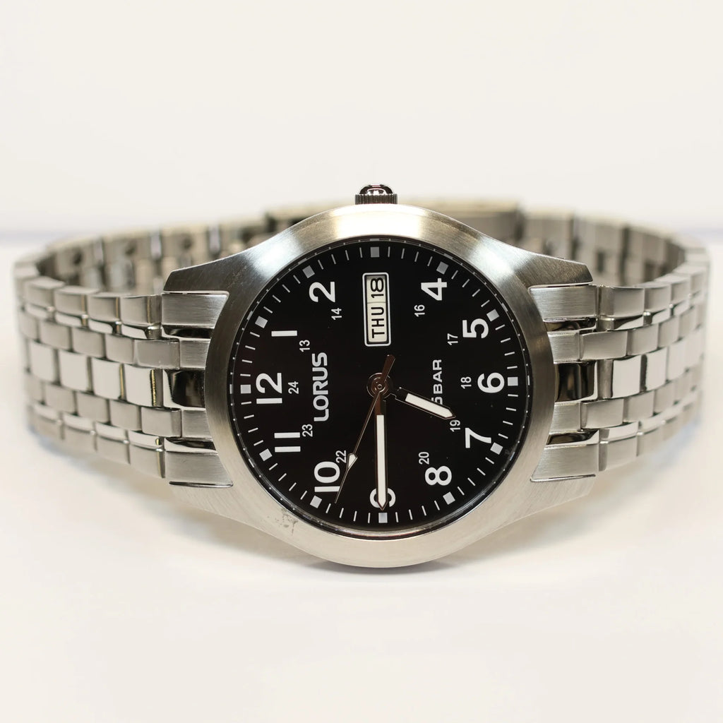 Lorus men's watch RXN73DX-9 black dial arabic numerals 38mm