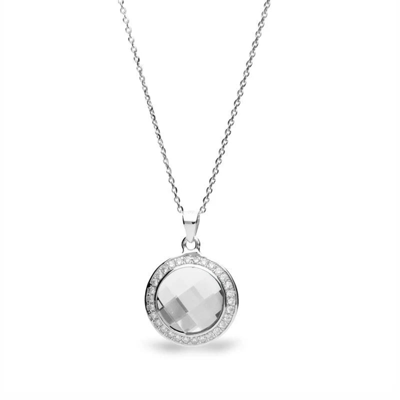 Spark silver chain mirror Swarovski crystal pendant NC203510