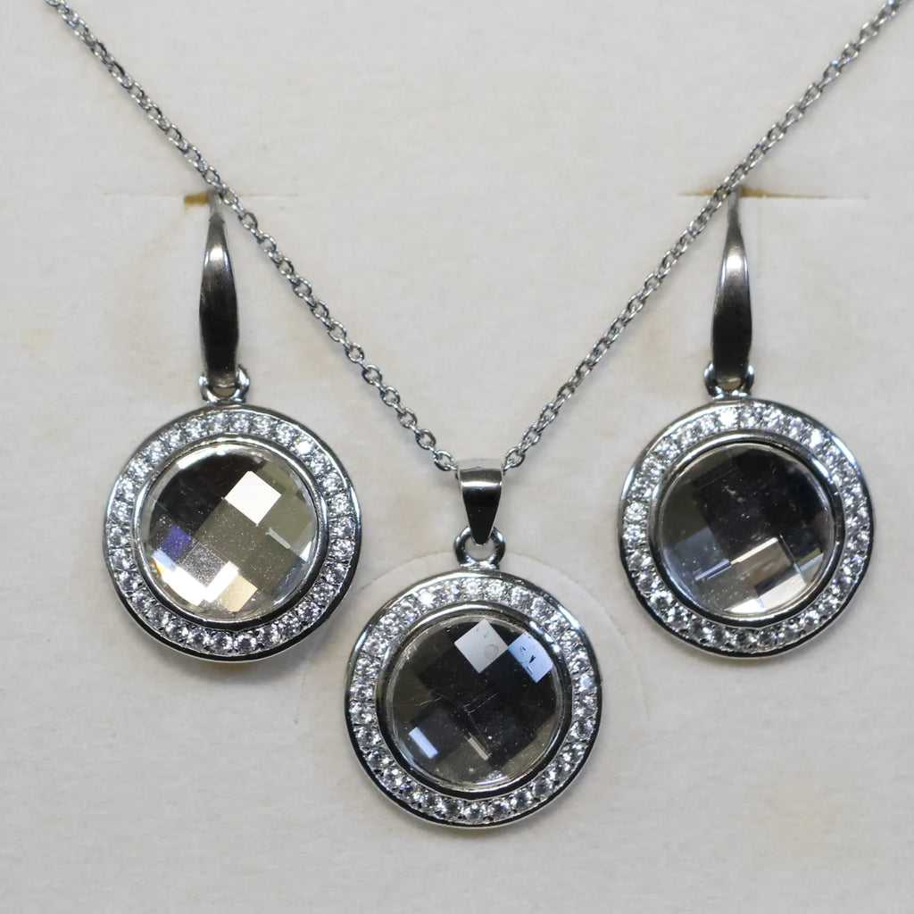 Spark silver chain mirror Swarovski crystal pendant NC203510