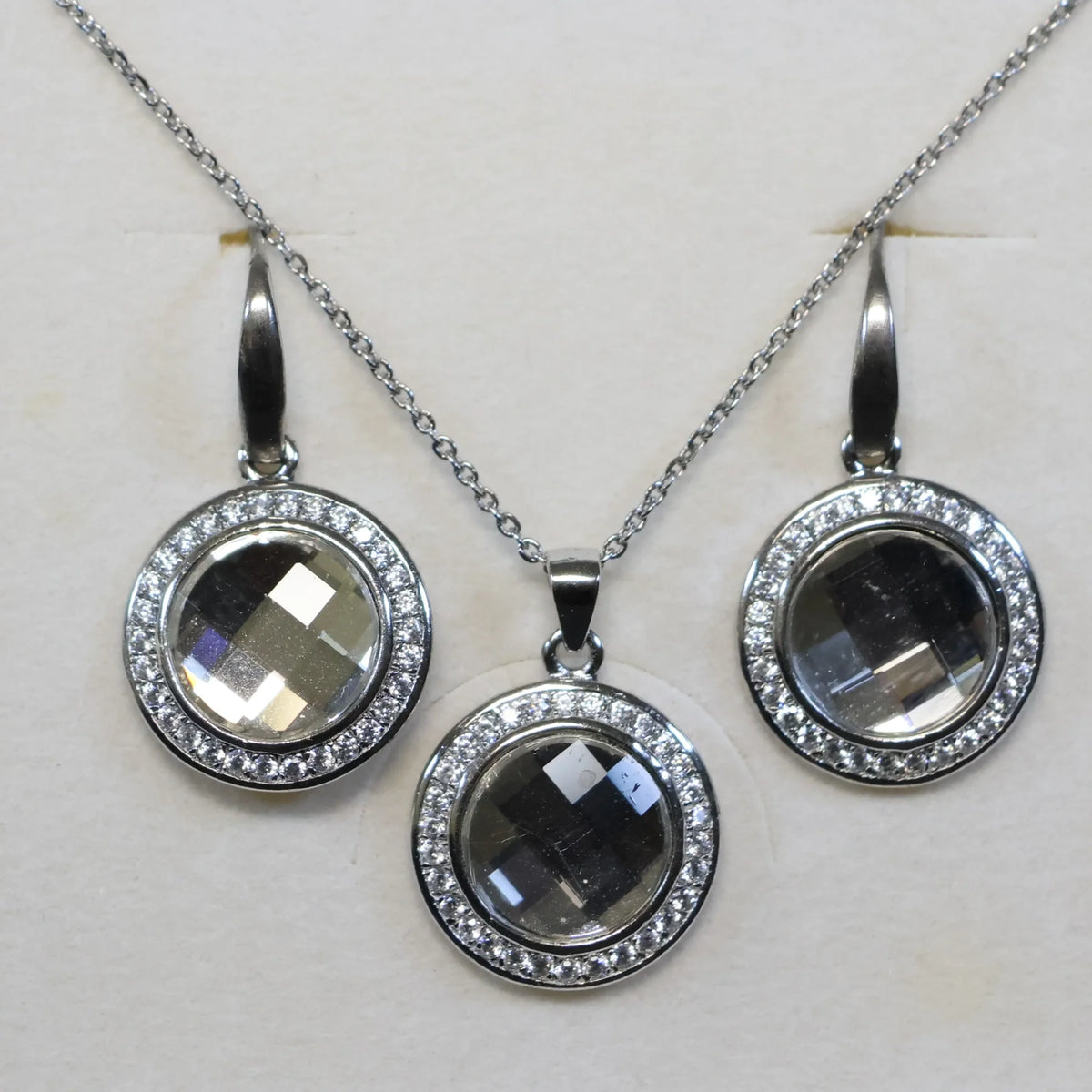 Spark silver chain mirror Swarovski crystal pendant NC203510