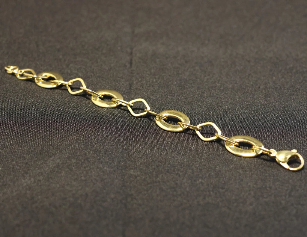Stainless Steel Bracelet ovals & diamonds link RY245a