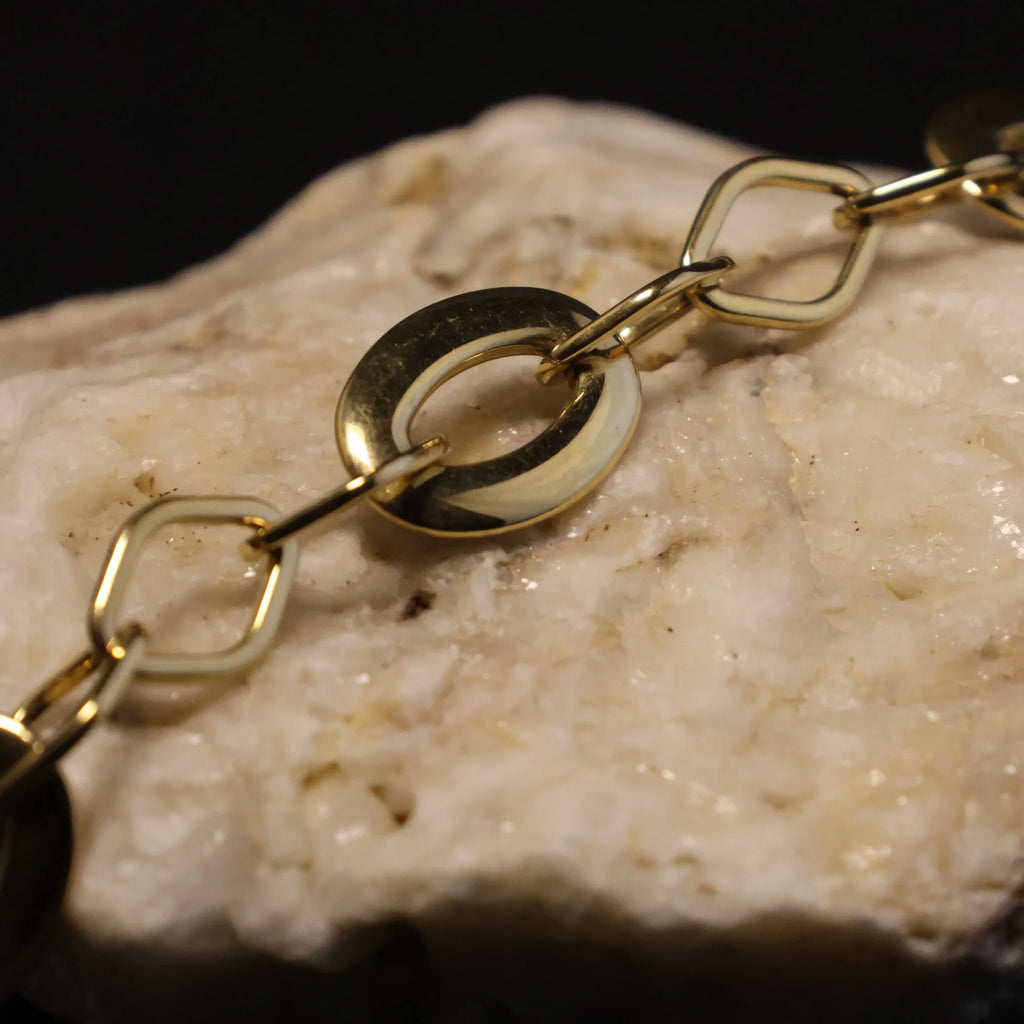Stainless Steel Bracelet ovals & diamonds link RY245a
