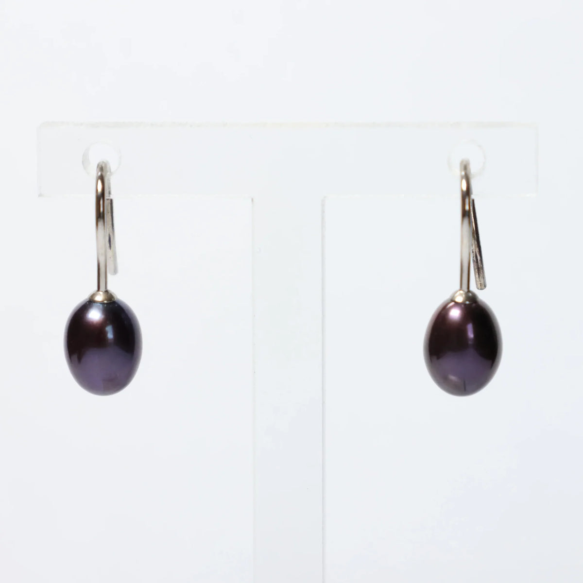 Pearl drop earrings silver purple