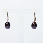 Pearl drop earrings silver purple