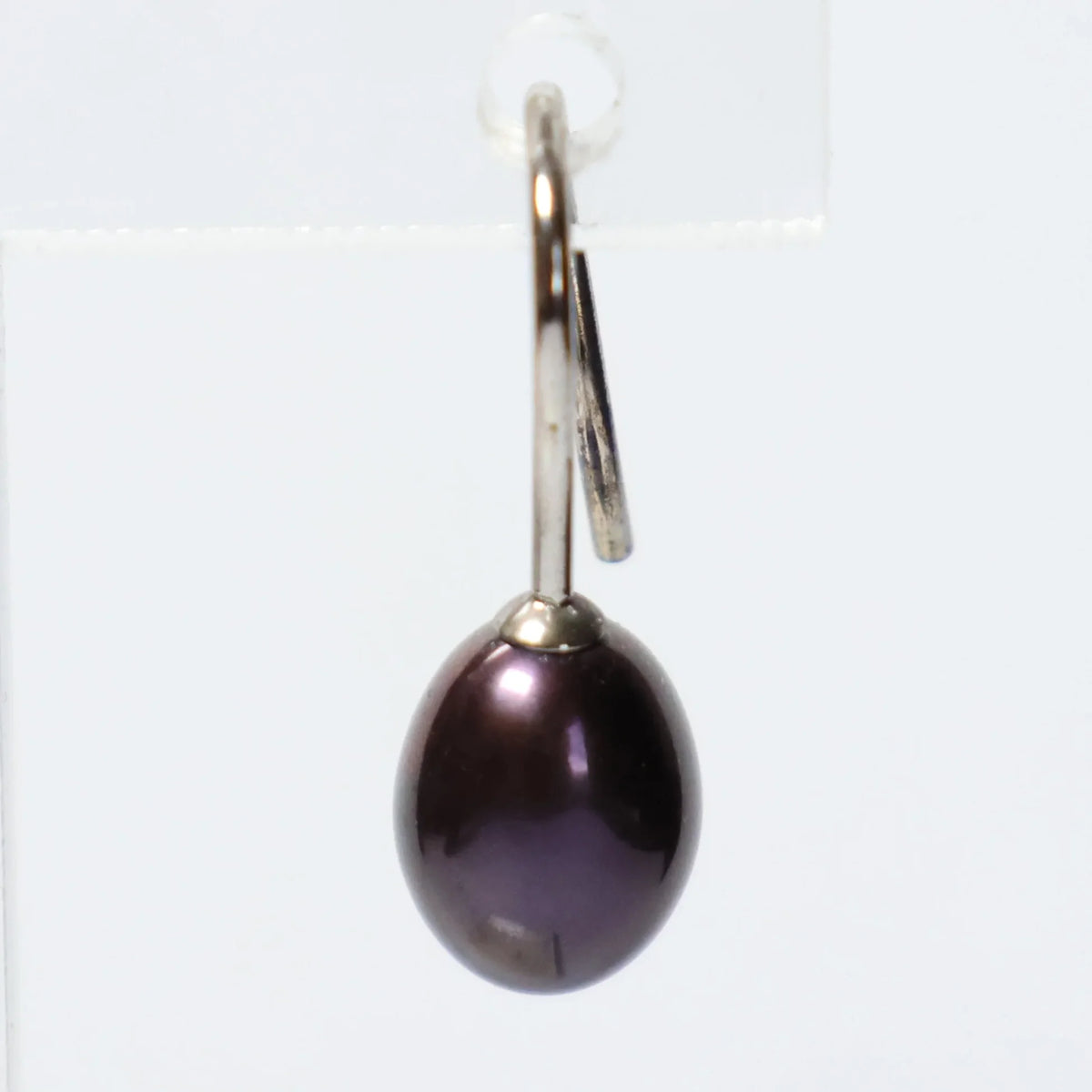 Pearl drop earrings silver purple