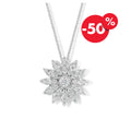 Naiomy silver necklace ladies sunflower zirconia pendant N0F52