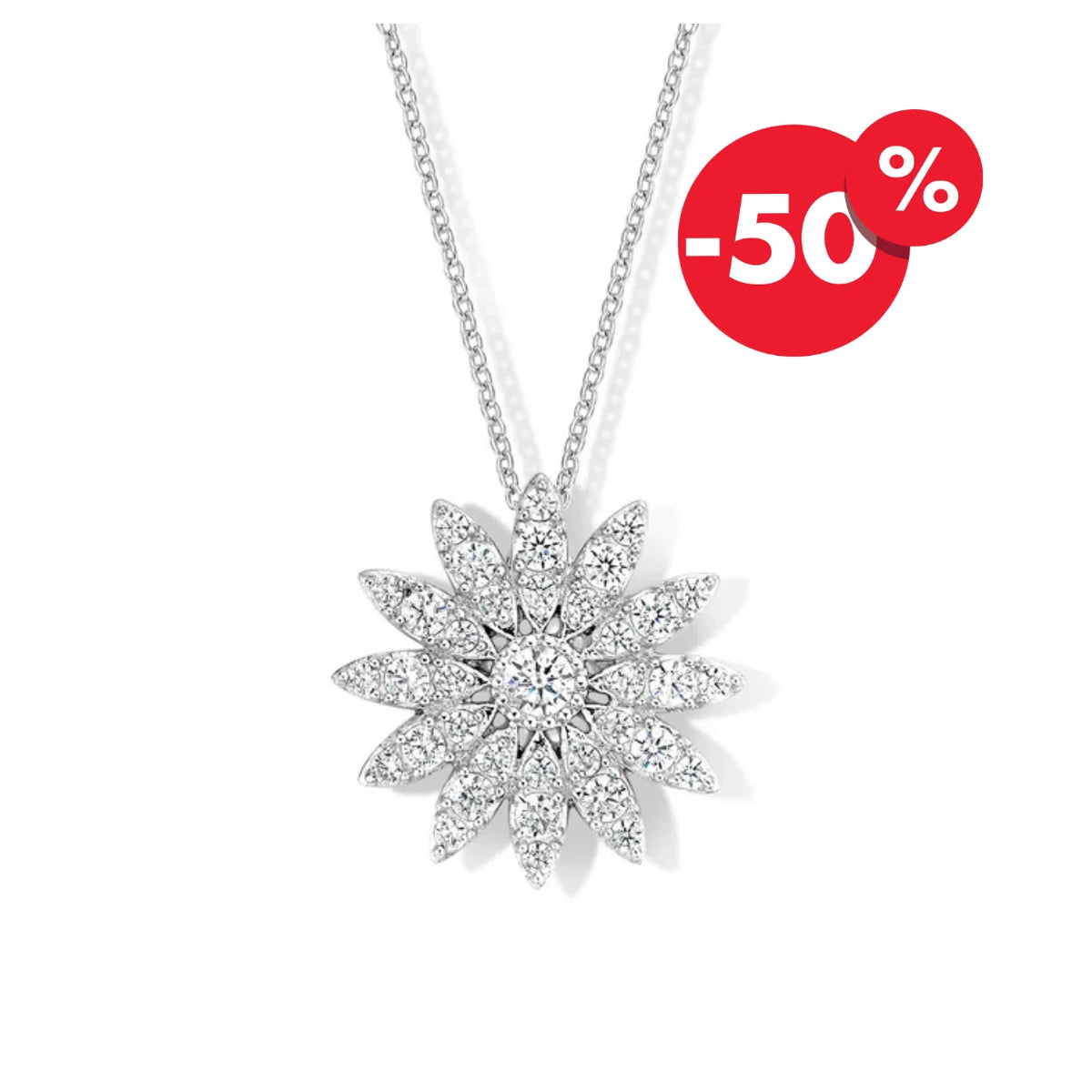 Naiomy silver necklace ladies sunflower zirconia pendant N0F52