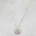 Naiomy silver necklace ladies sunflower zirconia pendant N0F52
