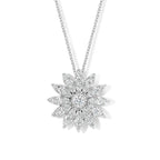 Naiomy silver necklace ladies sunflower zirconia pendant N0F52