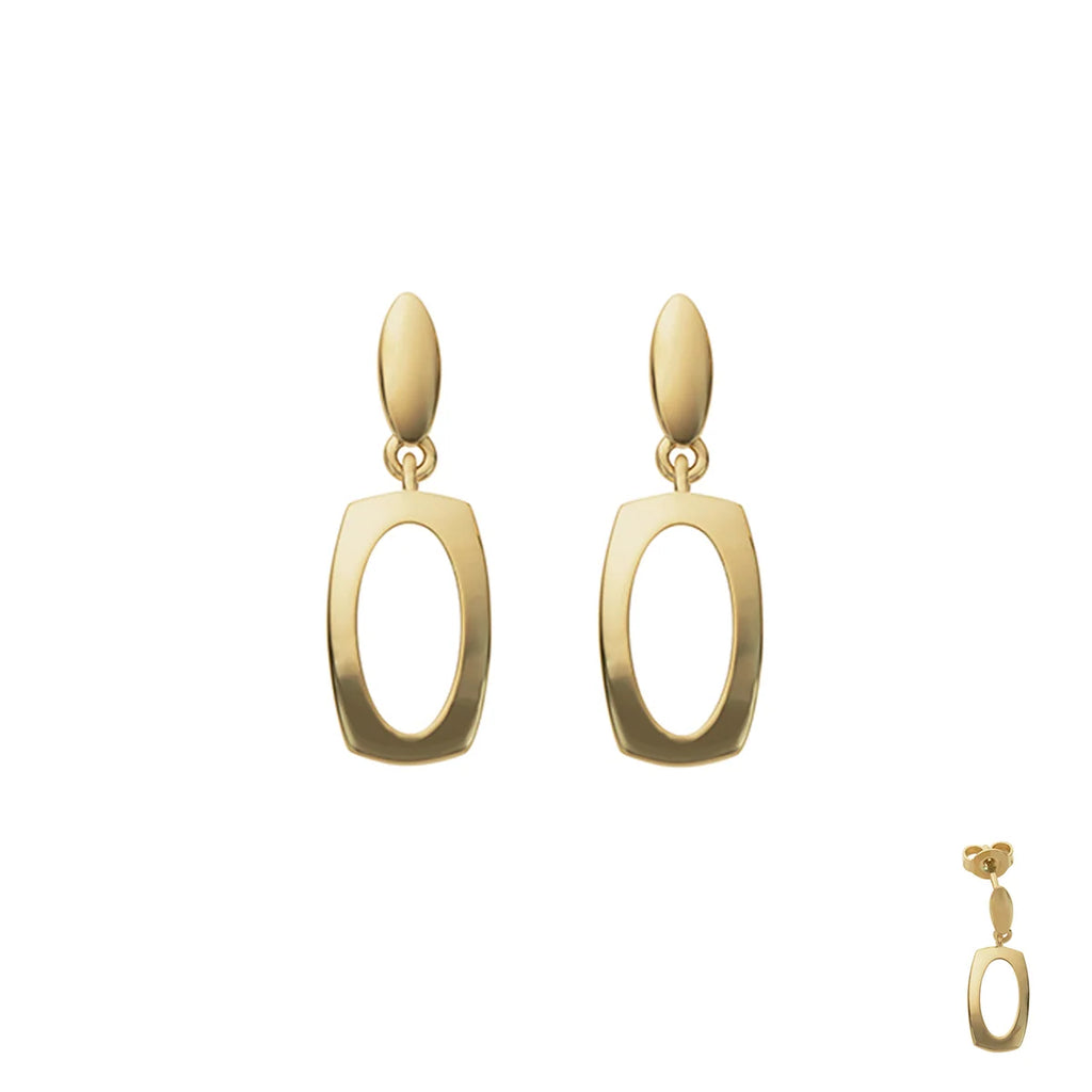 18KT gold rectangle drop earrings 065522