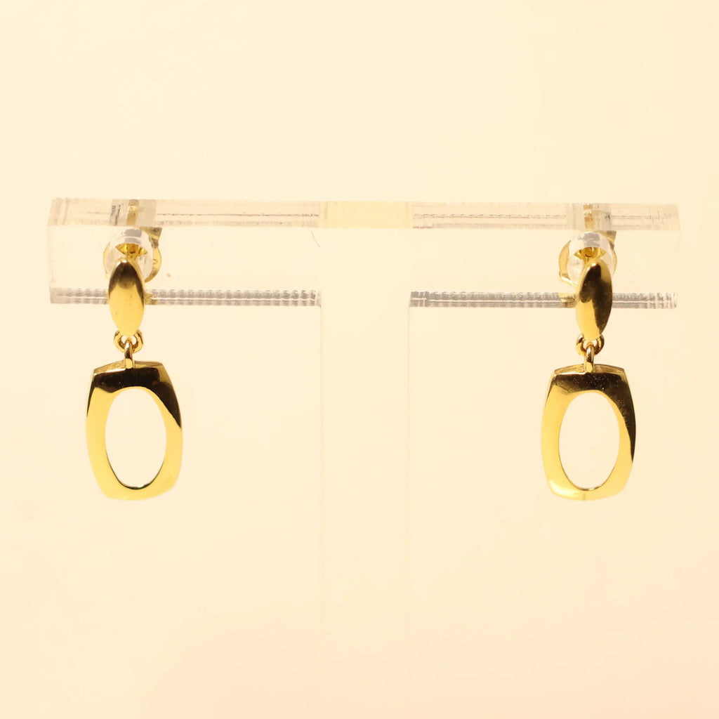18KT gold rectangle drop earrings 065522