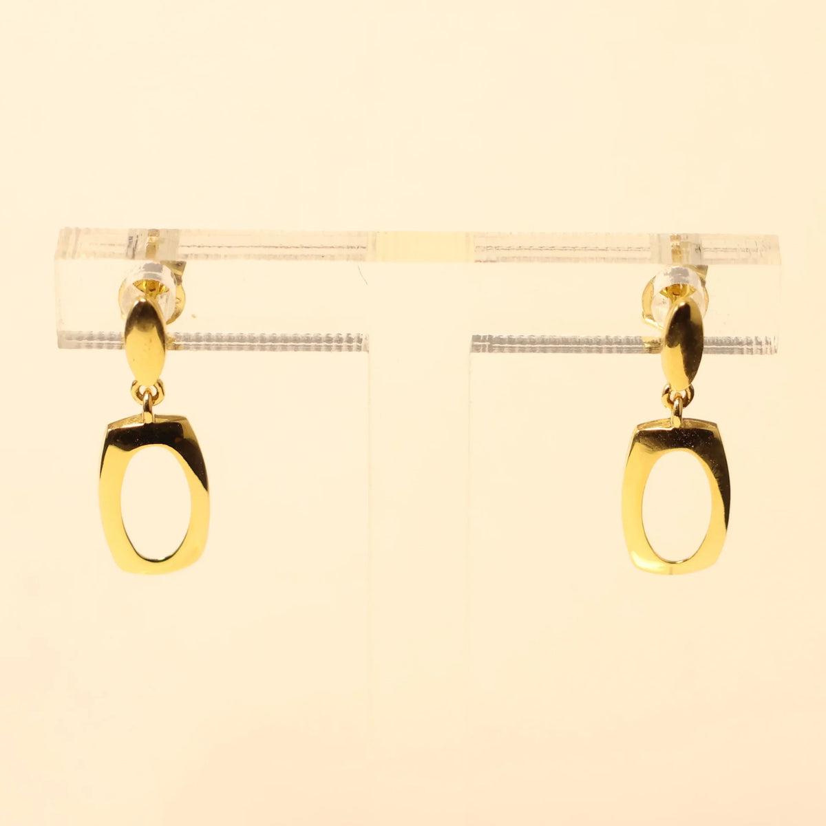 18KT gold rectangle drop earrings 065522