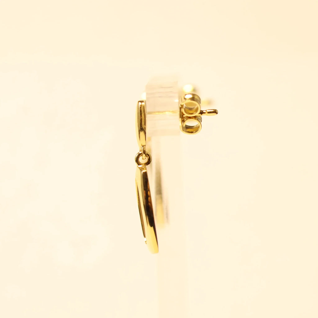 18KT gold rectangle drop earrings 065522