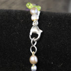 Semi-precious stone amethyst, peridot and pearls bracelet with silver clasp W9084/2