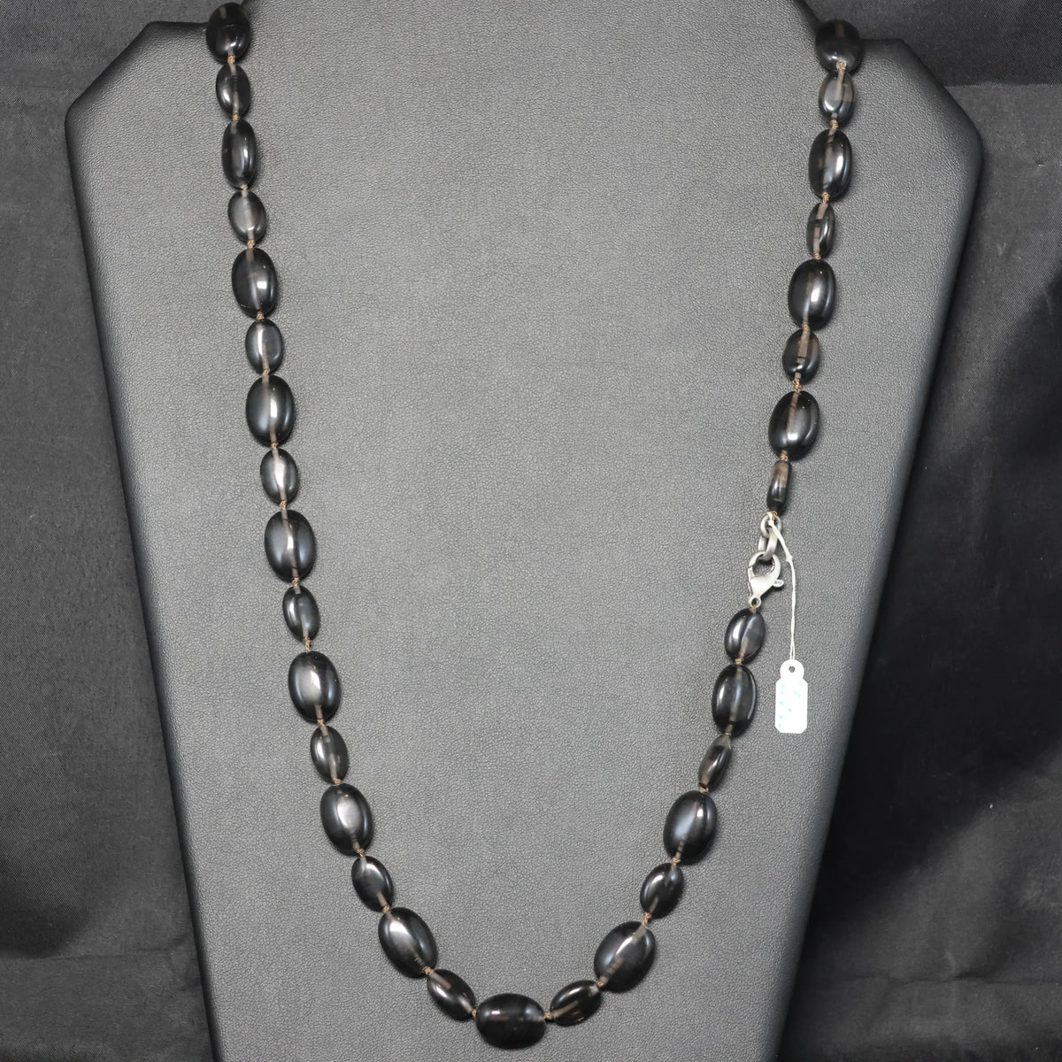 Semi-precious stone Obsidian Necklace with silver clasp 00610545