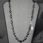 Semi-precious stone Obsidian Necklace with silver clasp 00610545