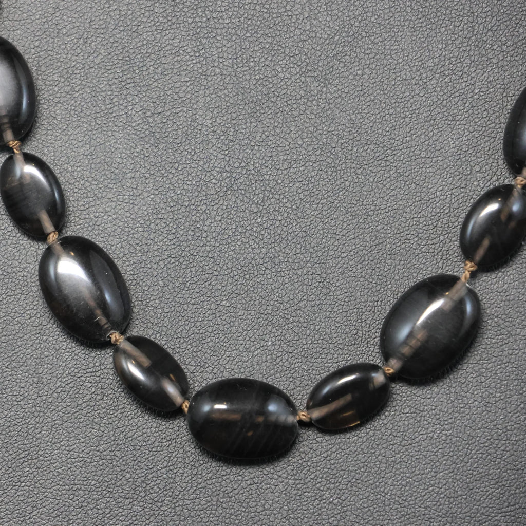 Semi-precious stone Obsidian Necklace with silver clasp 00610545