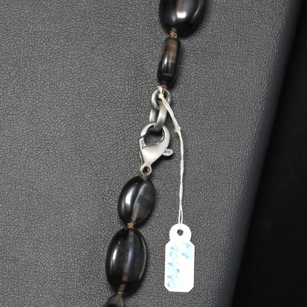 Semi-precious stone Obsidian Necklace with silver clasp 00610545