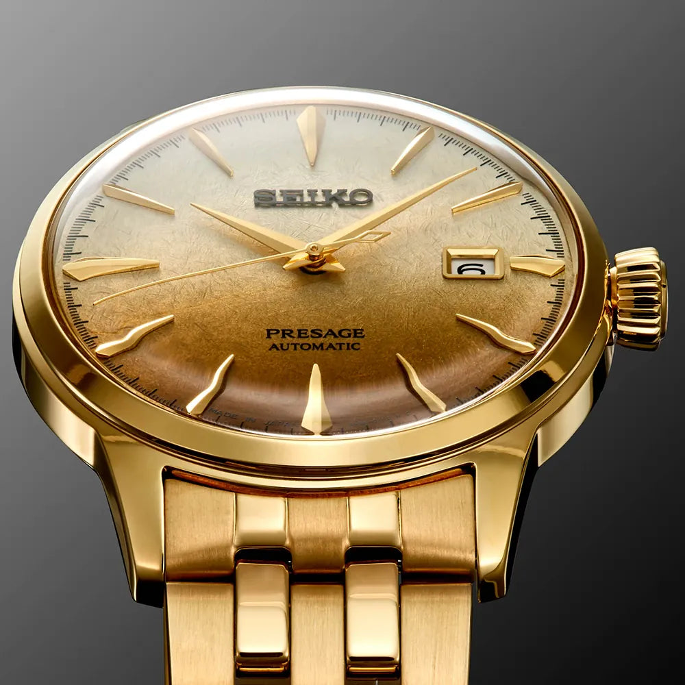 Seiko Presage watch SRPK46J1 automatic men's gold