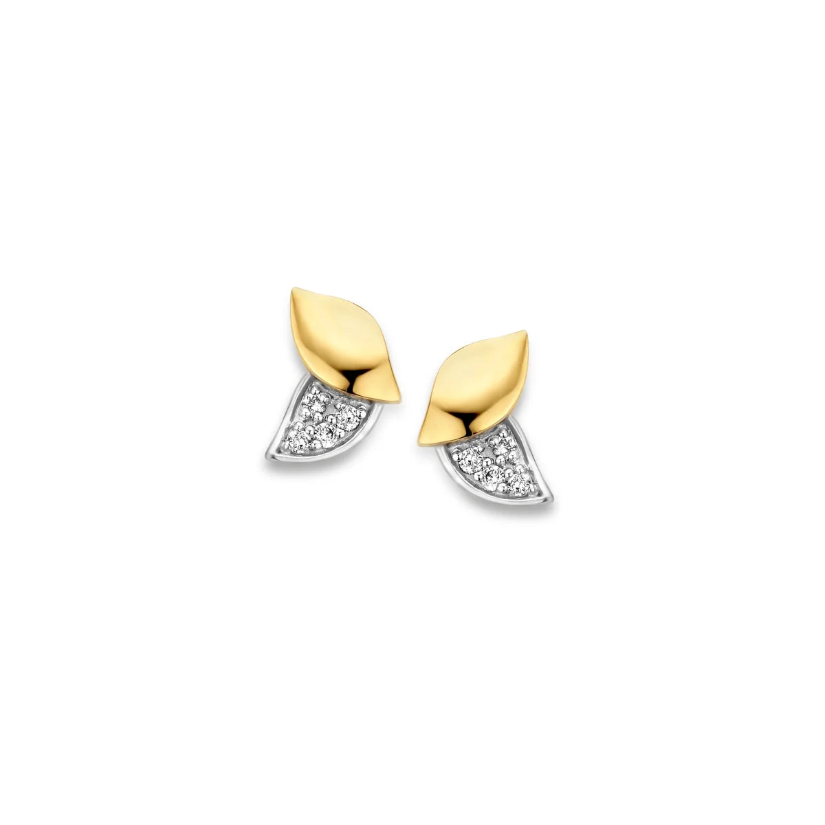 Gold leaf earrings with brilliant 063147A 18 carats