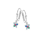 Naiomy Princess silver children's hanging earrings butterfly PC065
