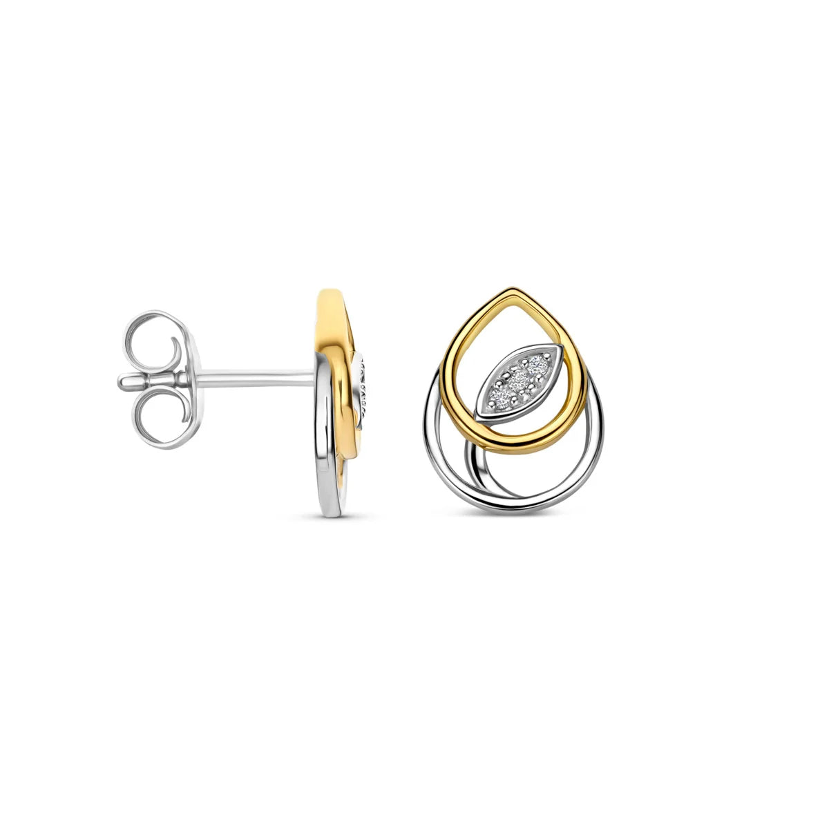 Naiomy gold plated silver earrings double drop N6P66