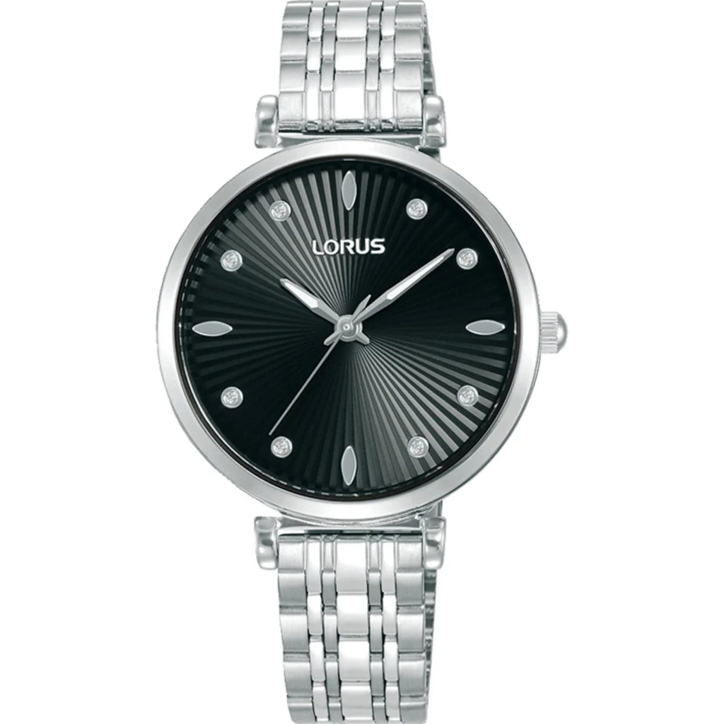 Lorus watch ladies quartz steel black dial 32mm RG255XX-9