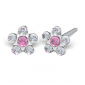 Studex Flower drop-in earrings with Pink zirconia stone 7512-6410