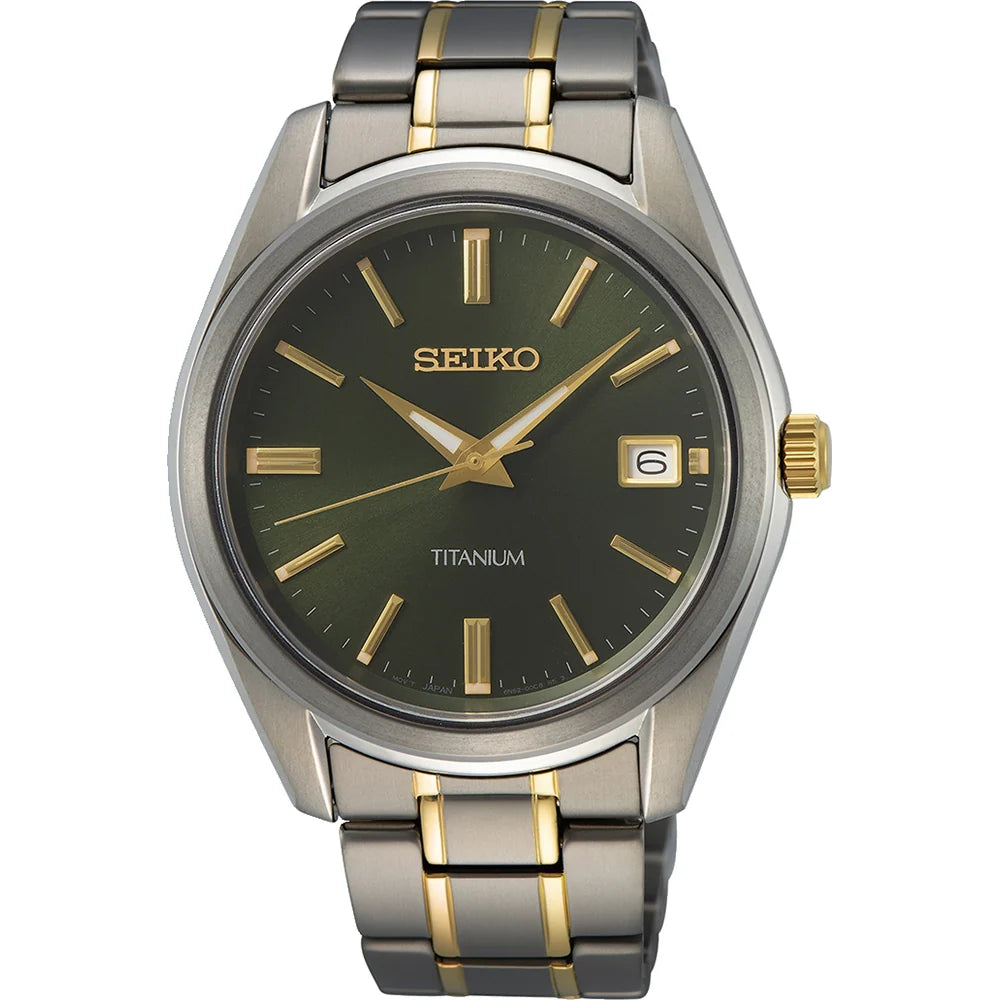 Seiko men's watch SUR377P1 titanium bicolor green dial