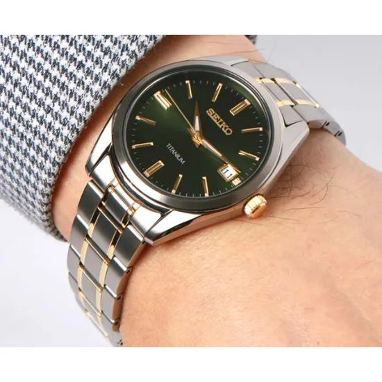 Seiko men's watch SUR377P1 titanium bicolor green dial
