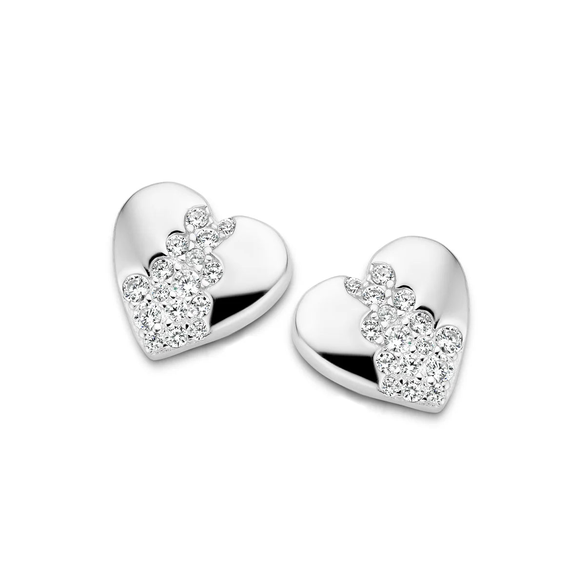 Naiomy silver earrings hearts zirconia B0G06