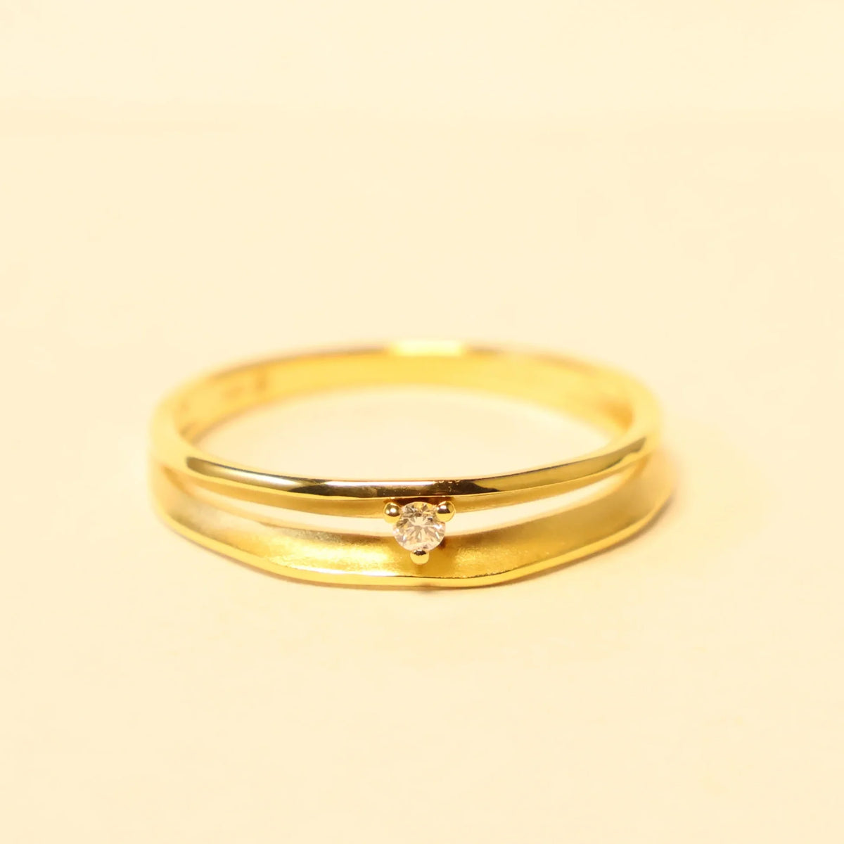 18 carat yellow gold ring double band brilliant 069454/A