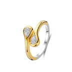 Naiomy gold plated silver ring zirconia double drop N4R63