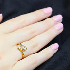 Naiomy gold plated silver ring zirconia double drop N4R63