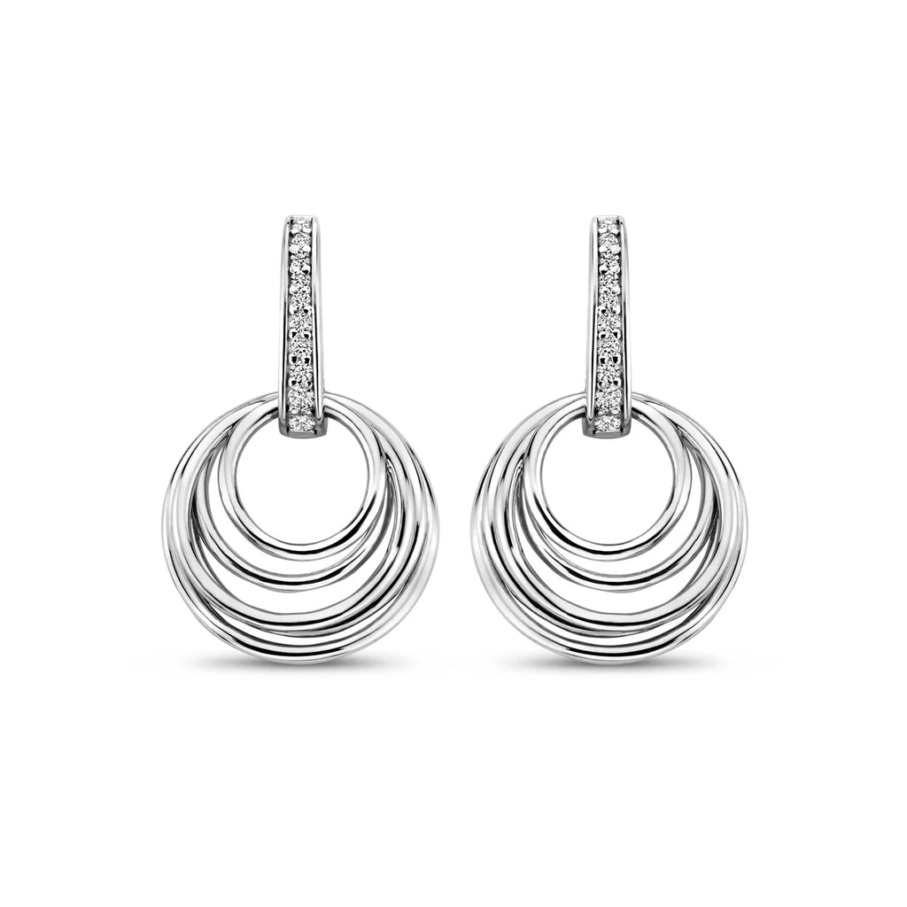 Naiomy silver drop earrings circles N4B52